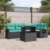 vidaXL 6 Piece Garden Sofa Set with Cushions Black Poly Rattan