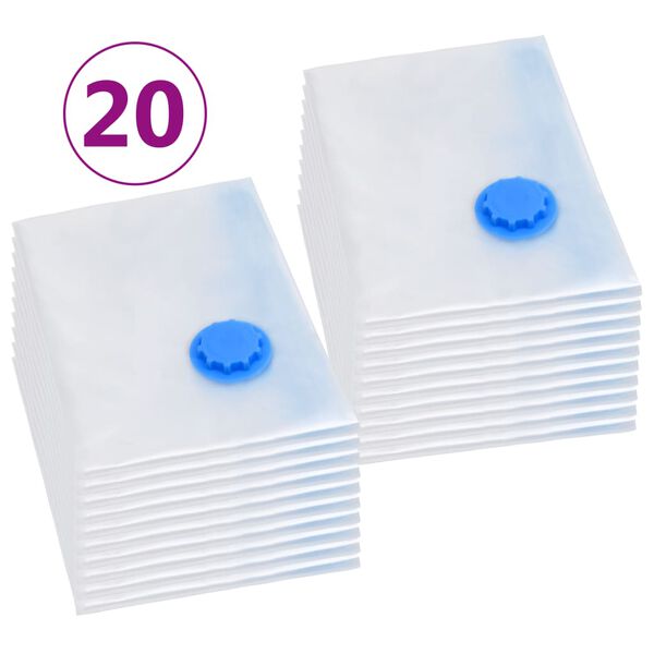 vidaXL Vacuum Travel Bag Set of 20 Transparent and blue Plastic Large
