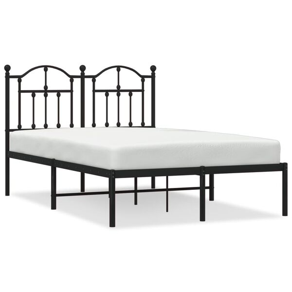 vidaXL Bed Frame Black Powder-coated steel Double Bed Frame