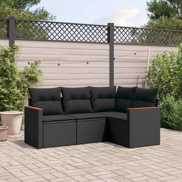 vidaXL Garden Sofa Set Black