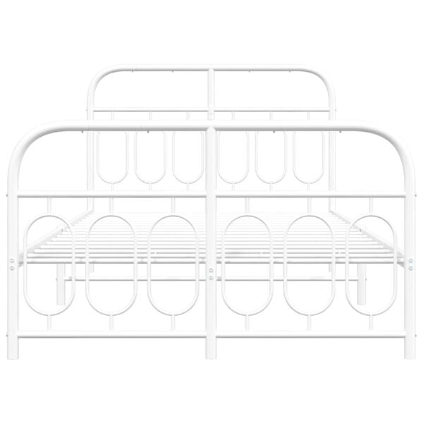 vidaXL Bed Frame White Steel Full Bed Frame Rectangular Modern