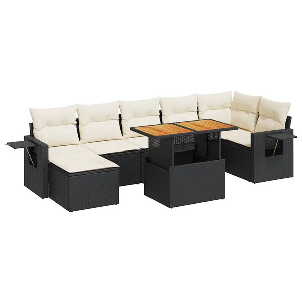 vidaXL Garden Sofa Set Black, Cream White