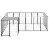 vidaXL Dog Kennel Black and Silver Grey Powder-coated steel, PE Large