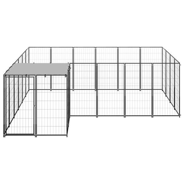 vidaXL Dog Kennel Black and Silver Grey Powder-coated steel, PE Large
