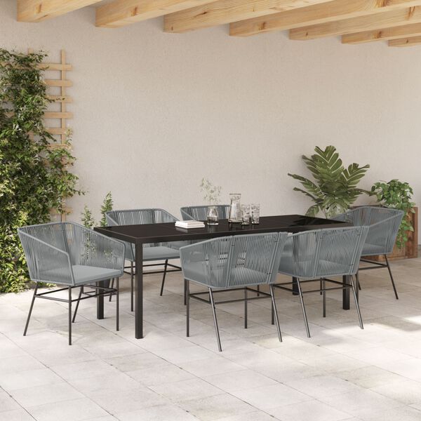 vidaXL Garden Dining Set 7 pcs Gray Poly rattan