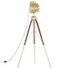 vidaXL Floor Lamp Natural and brass Solid mango wood Large Floor Lamp