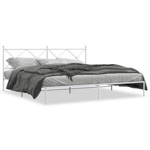 vidaXL Bed Frame White Powder-Coated Steel Full Bed Frame Rectangular