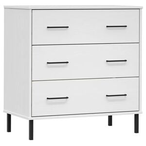 vidaXL Sideboard White Solid Pine Wood, Metal Medium Sideboard