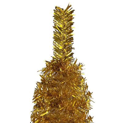 vidaXL Slim Christmas Tree with LEDs Gold 59.1"