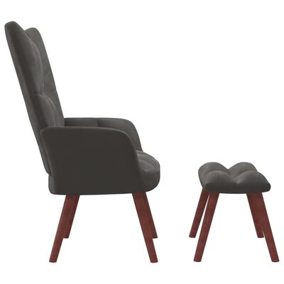 vidaXL Relaxing Chair with a Stool Dark Gray Velvet