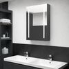 vidaXL Bathroom Cabinet Grey MDF with Melamine Finish, Glass Medium