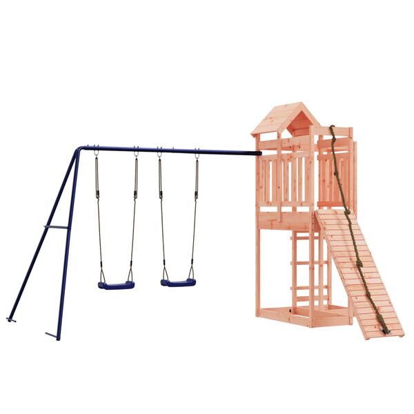 vidaXL Outdoor Playset Natural Wood, Blue Solid Douglas Wood, Polypropylene