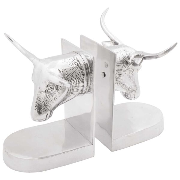 vidaXL Bookends 2 pcs Silver 8.46 x 6.10 x 7.87 in Aluminium