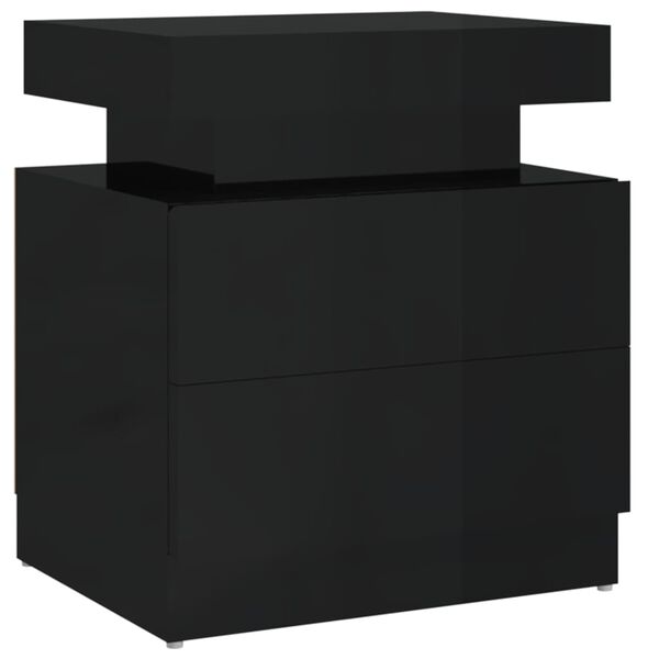 vidaXL Bedside Cabinet High gloss black Engineered wood Medium