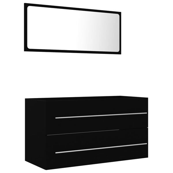 vidaXL Bathroom Furniture Set Black Engineered Wood Medium