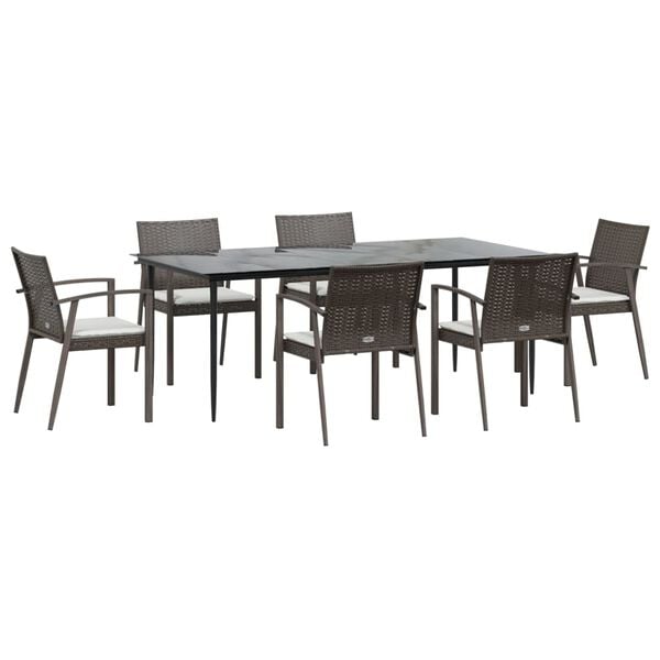 vidaXL Garden Dining Set Brown, Black, Cream white