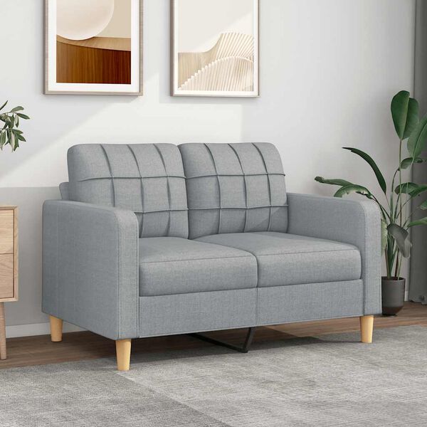 vidaXL 2-seater Sofa Light Gray Fabric (100% polyester), metal, foam