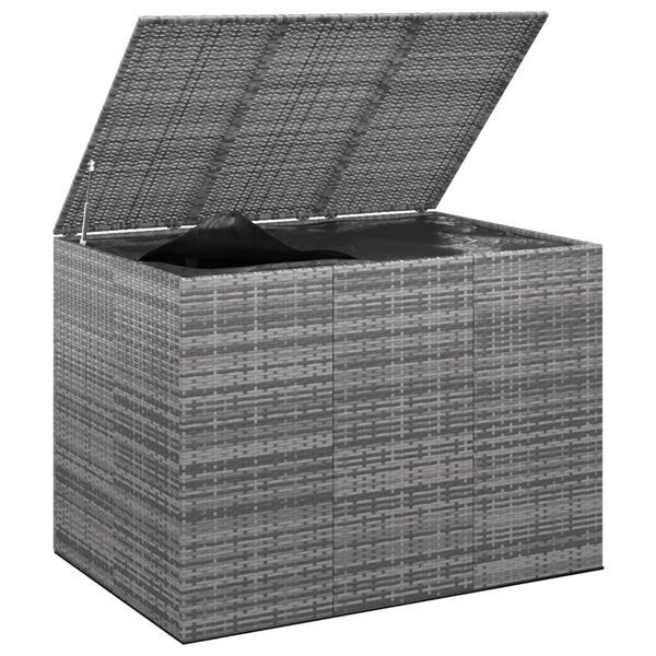 vidaXL Cushion Box Gray PE rattan Large Cushion Box Rectangular