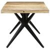 vidaXL Dining Table Natural, Black Rough Mango Wood, Powder-Coated Steel