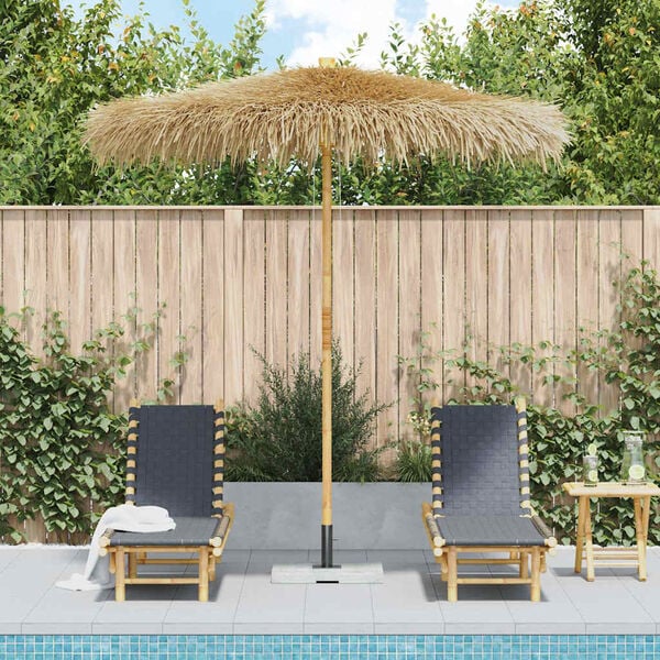 vidaXL Garden Parasol Brown Bamboo pole, Banana leaf roof
