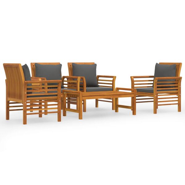 vidaXL Garden Lounge Set Dark grey Acacia wood, Polyester Medium Durable