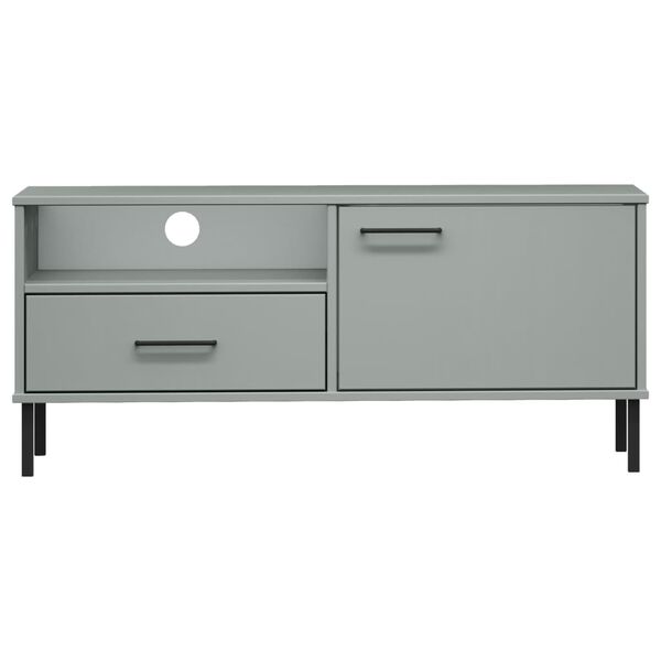 vidaXL TV Cabinet Grey Solid Pine Wood Medium TV Cabinet Rectangular