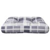 vidaXL Pallet Cushion Gray Check Pattern 100% Polyester Medium