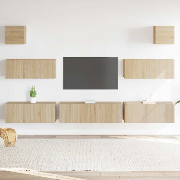 vidaXL TV Cabinet Set Set of 7 Sonoma oak Engineered wood Medium