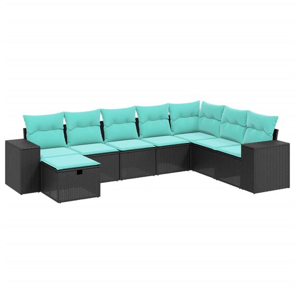 vidaXL 8 Piece Patio Sofa Set with Cushions Gray Poly Rattan