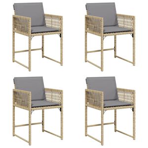 vidaXL Garden Chair Set of 4 Mix Beige Poly Rattan Standard Foldable