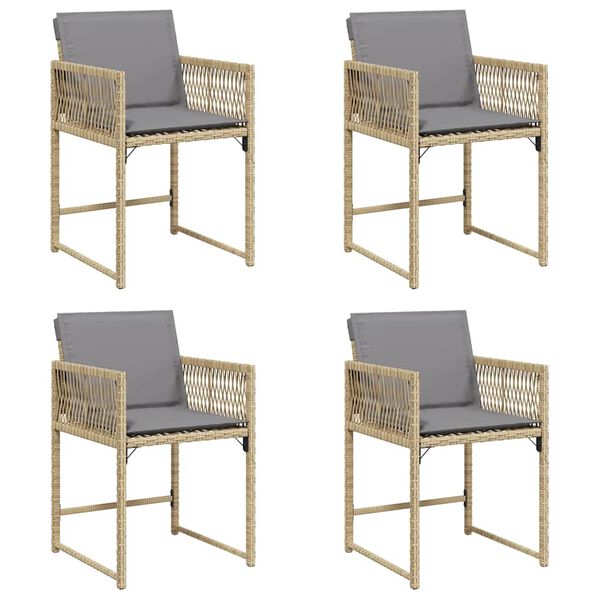 vidaXL Garden Chair Set of 4 Mix Beige Poly Rattan Standard Foldable