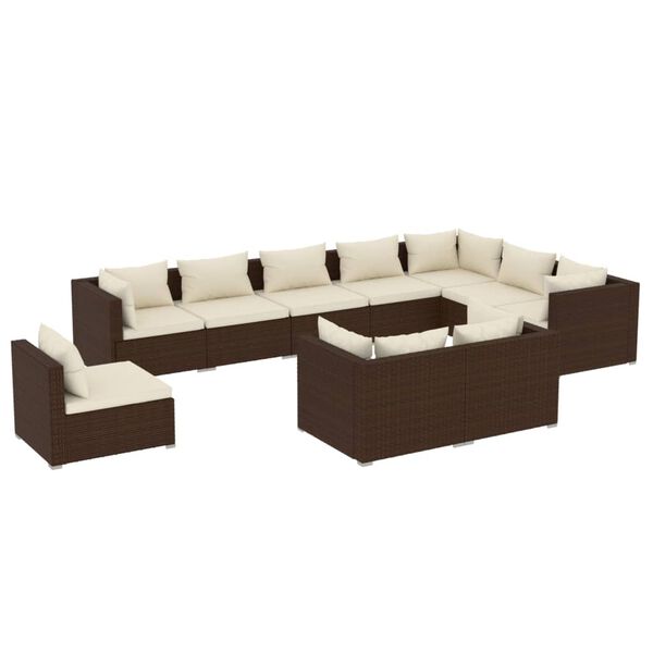 vidaXL Garden Lounge Set Brown and Cream