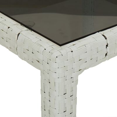 vidaXL Patio Table White 98.4"x39.4"x29.5" Poly Rattan and Tempered Glass