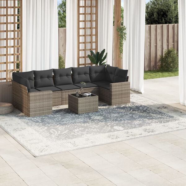 vidaXL Garden Sofa Set Set of 8 Grey