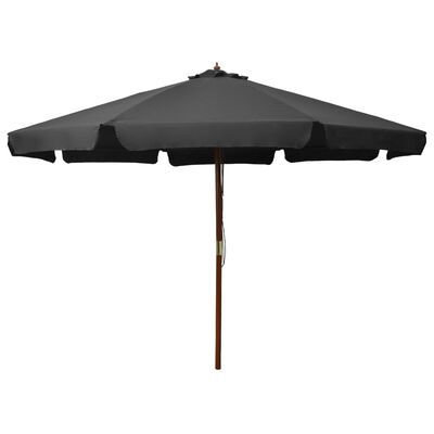 vidaXL Outdoor Parasol with Wooden Pole 129.9" Anthracite