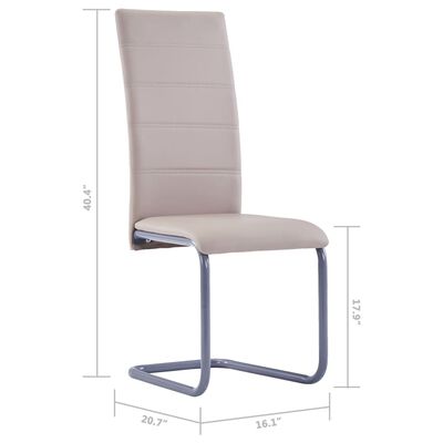 vidaXL Cantilever Dining Chairs 2 pcs Cappuccino Faux Leather