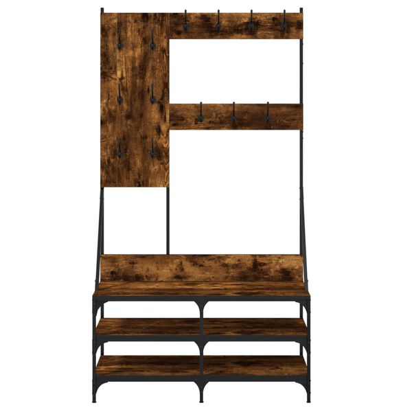vidaXL Clothes Rack Smoked Oak Engineered wood and metal 39.4x15.7x72.4 in