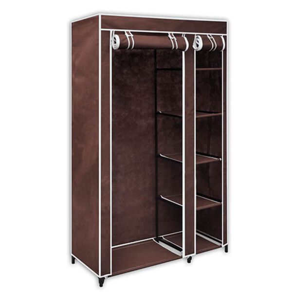 vidaXL Folding Wardrobe Brown Polypropylene fabric and steel Medium