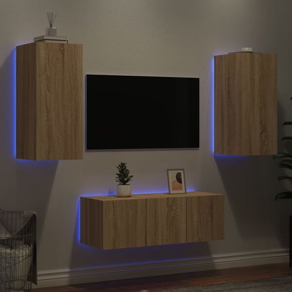 vidaXL TV Wall Unit Sonoma Oak Engineered Wood Medium TV Wall Unit