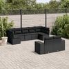 vidaXL Garden Sofa Set Black PE rattan, powder-coated steel Large