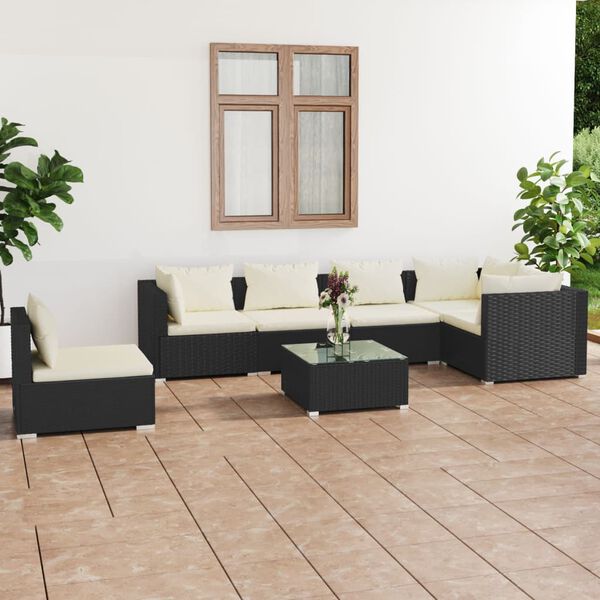 vidaXL Garden Lounge Set Black and cream
