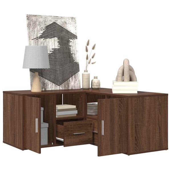 vidaXL Corner Cabinet Brown Oak Engineered Wood Medium Corner Cabinet