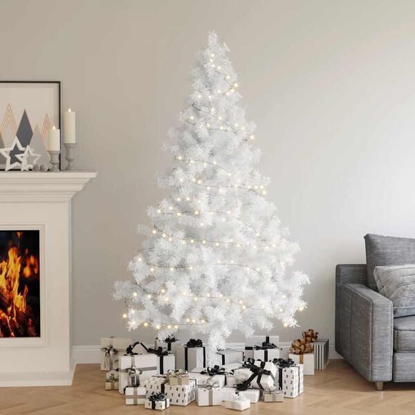 vidaXL Artificial Half Christmas Tree White PVC, steel 82.7 in tall