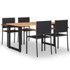 vidaXL 5 Piece Patio Dining Set Poly Rattan Black