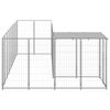vidaXL Dog Kennel Silver and Silver Grey Polyethylene, Powder-Coated Steel