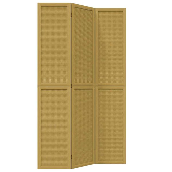 vidaXL Room Divider 3 Panels Brown Solid Wood Paulownia