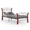 vidaXL Bed Frame Black Powder-coated metal, Solid Oak Wood Single