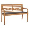 vidaXL Batavia Bench with Taupe Cushion 59" Solid Teak Wood