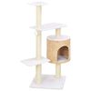 vidaXL Cat Tree Natural, White Seagrass, Soft Plush, Sisal Rope Medium