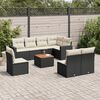 vidaXL Garden Sofa Set Black (rattan), Cream White (cushions)